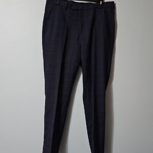 Joseph Abboud Dark Blue Plaid Dress Casual Trouser Pants Size 32x30